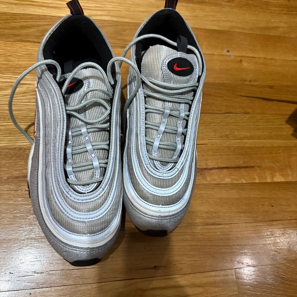 Nike Air Max 97 Metallic Gray with Red Accents